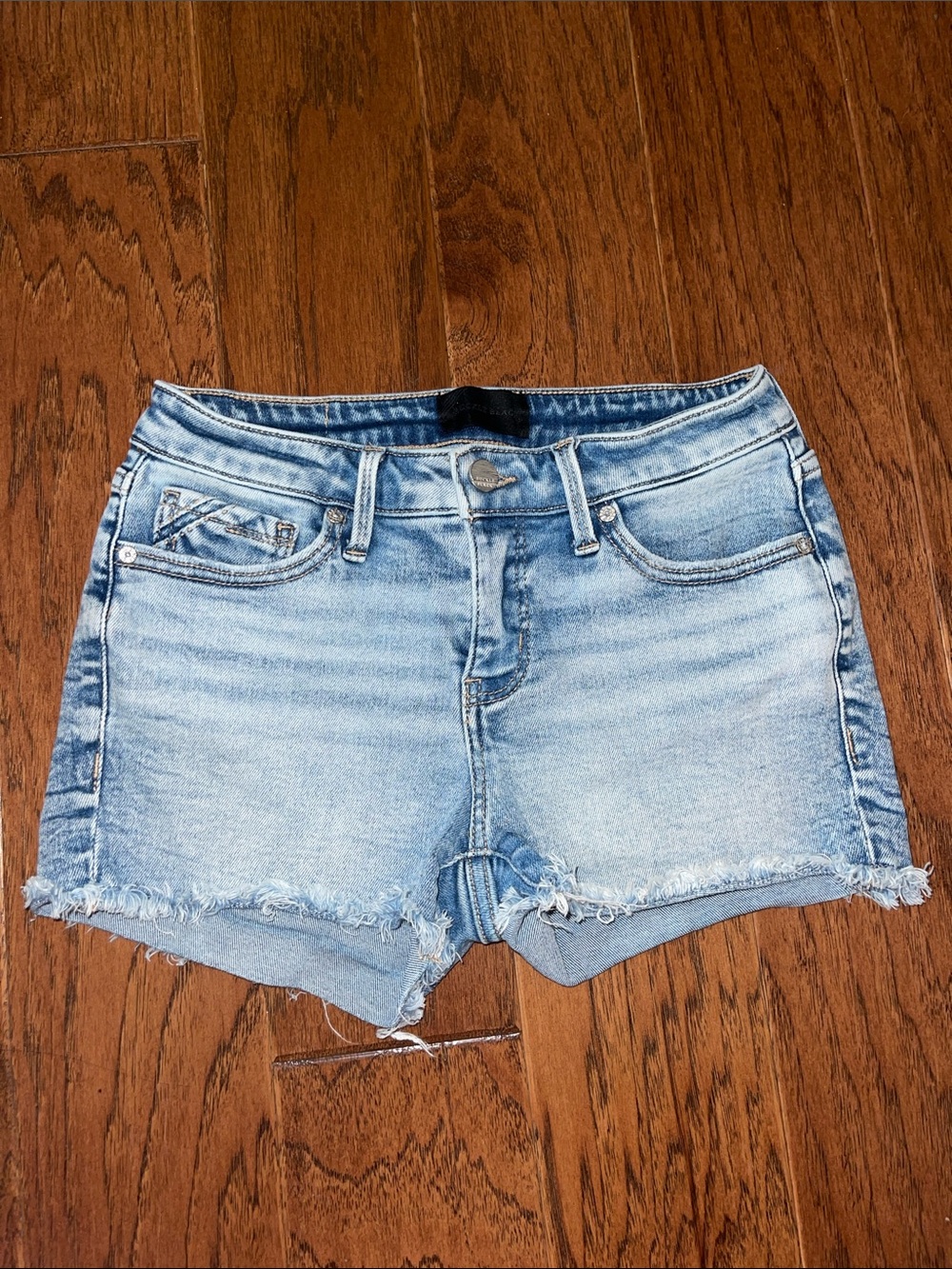Buckle Light Blue Distressed Denim Shorts